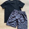 fernandaramoskids com br Conjunto Infantil Masculino Camiseta Preta e Bermuda Tactel Estampada 3