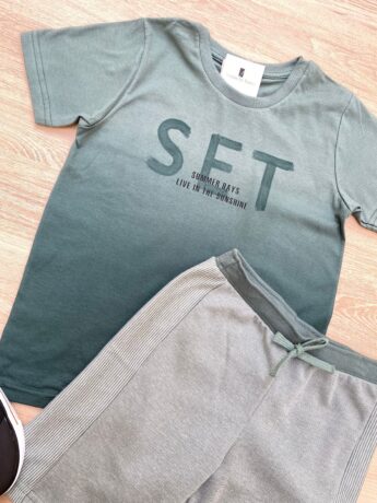 fernandaramoskids com br Conjunto Infantil Masculino Camiseta Set e Bermuda Verde 1
