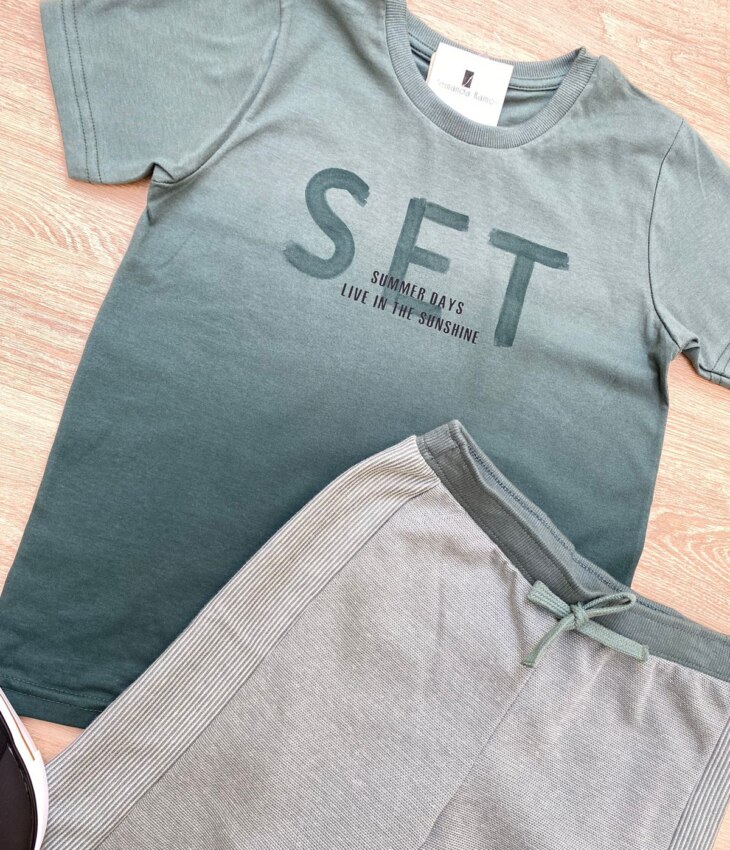 fernandaramoskids com br Conjunto Infantil Masculino Camiseta Set e Bermuda Verde 1