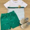 Conjunto Infantil Masculino Camiseta Urso e Bermuda Verde Fernanda Ramos Kids