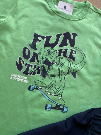 fernandaramoskids com br Conjunto Infantil Masculino Camiseta Verde e Bermuda Azul 1