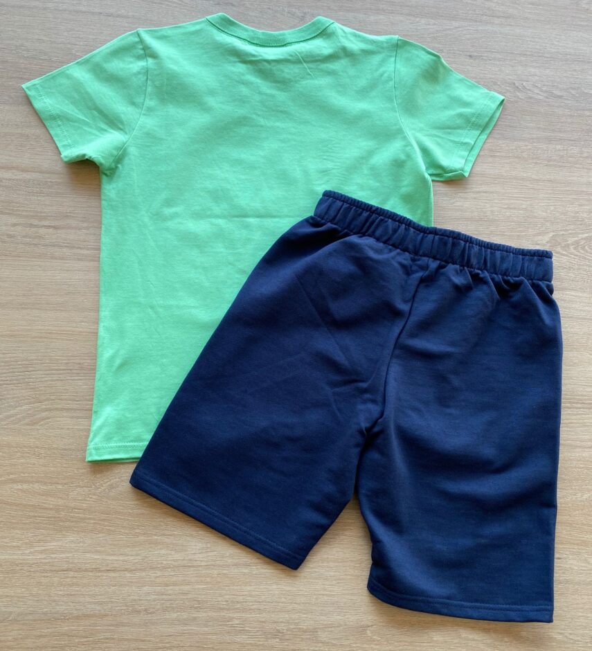 fernandaramoskids com br Conjunto Infantil Masculino Camiseta Verde e Bermuda Azul 3
