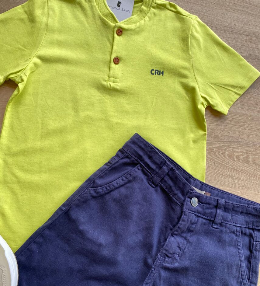 fernandaramoskids com br Conjunto Infantil Masculino Camiseta Verde e Bermuda Jeans 2