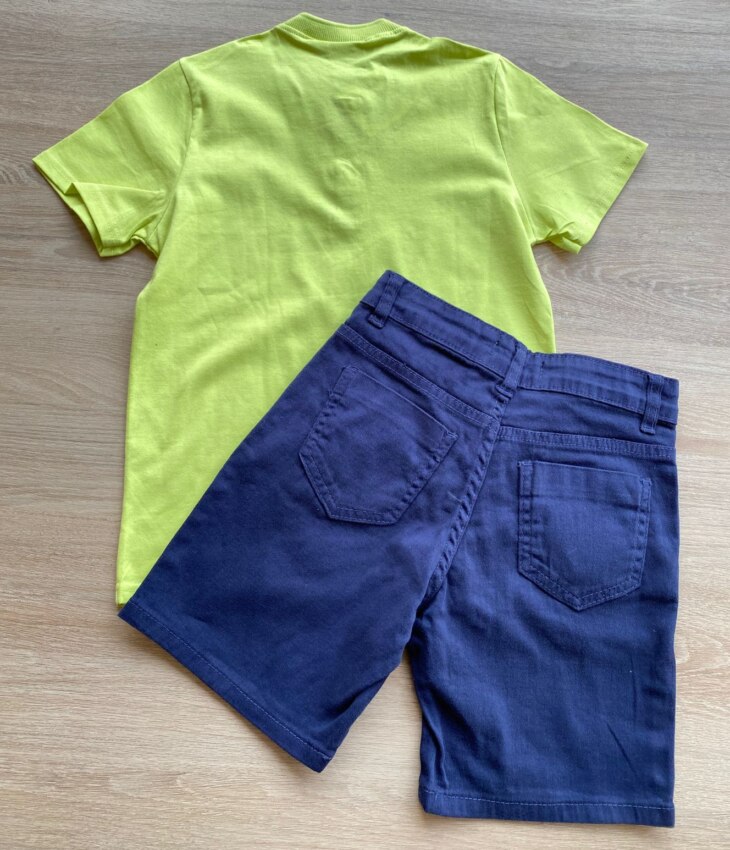 fernandaramoskids com br Conjunto Infantil Masculino Camiseta Verde e Bermuda Jeans 3