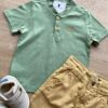 fernandaramoskids com br Conjunto Infantil Masculino Camiseta Verde e Bermuda Jeans Bege 1