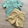fernandaramoskids com br Conjunto Infantil Masculino Camiseta Verde e Bermuda Jeans Bege 3