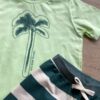 fernandaramoskids com br Conjunto Infantil Masculino Camiseta Verde e Bermuda Listrada+1