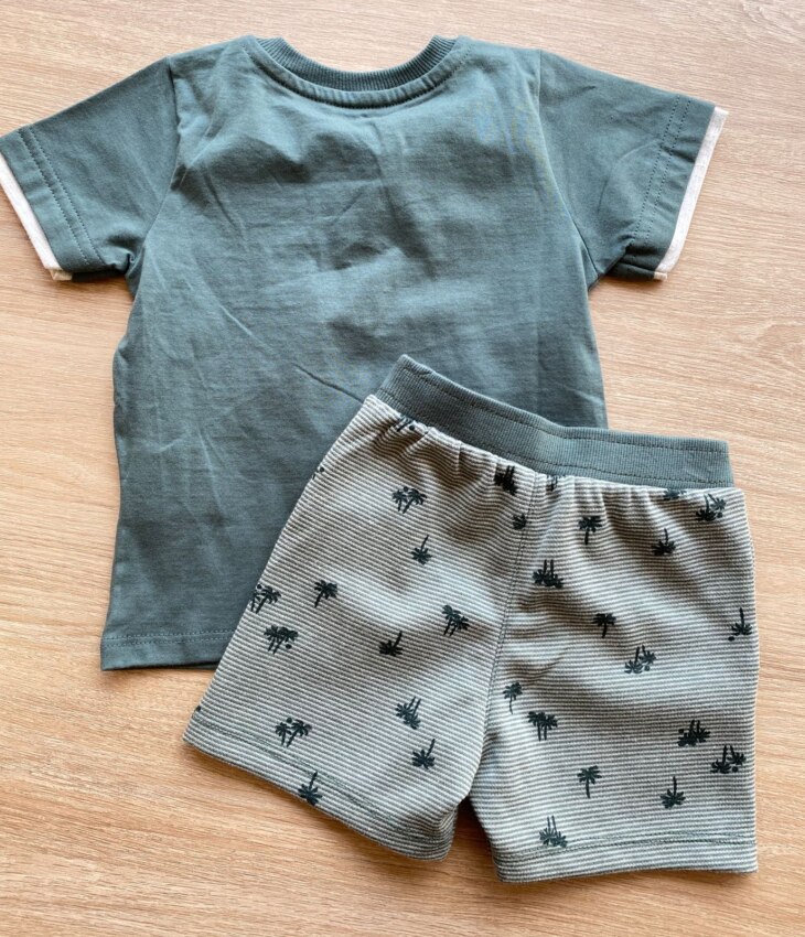 fernandaramoskids com br Conjunto Infantil Masculino Coqueiros Camiseta e Bermuda Verde 2
