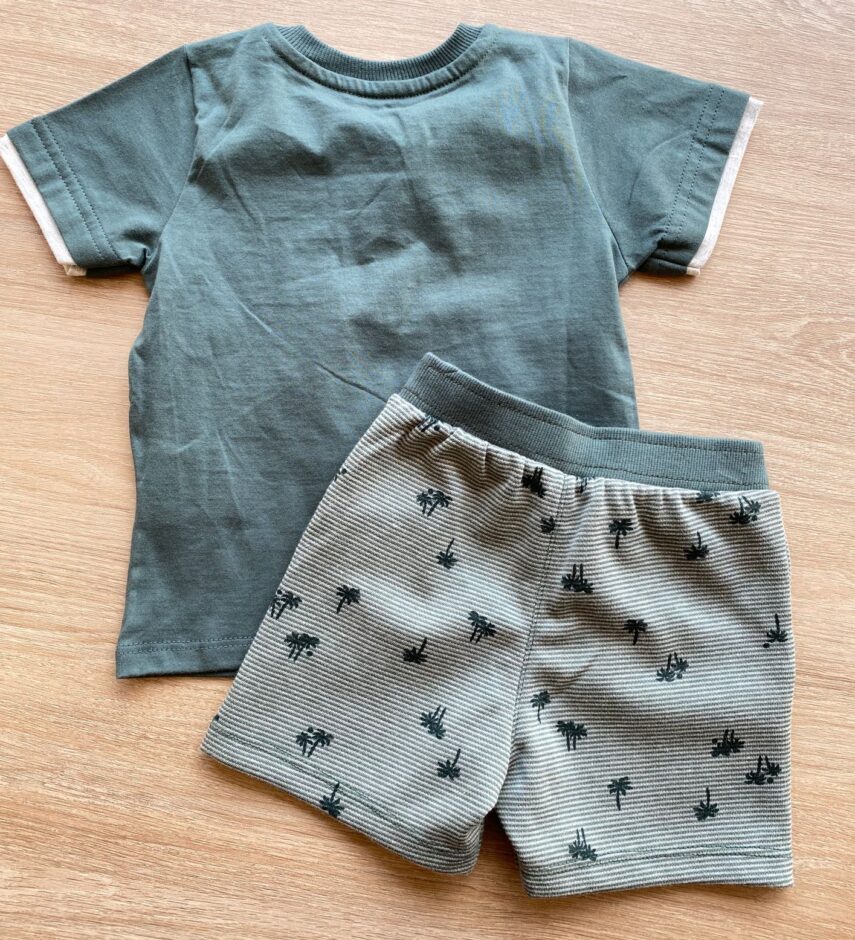 fernandaramoskids com br Conjunto Infantil Masculino Coqueiros Camiseta e Bermuda Verde 2