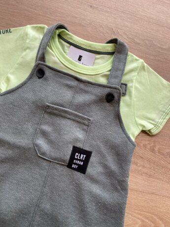 fernandaramoskids com br Conjunto Infantil Masculino Jardineira Camiseta Verde 1