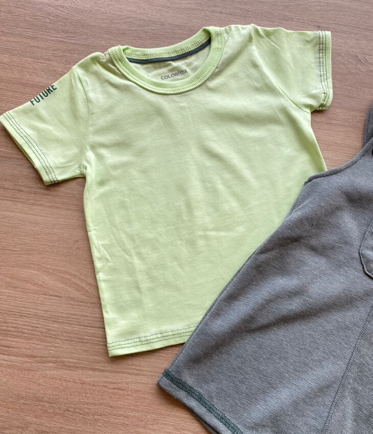 fernandaramoskids com br Conjunto Infantil Masculino Jardineira Camiseta Verde 2
