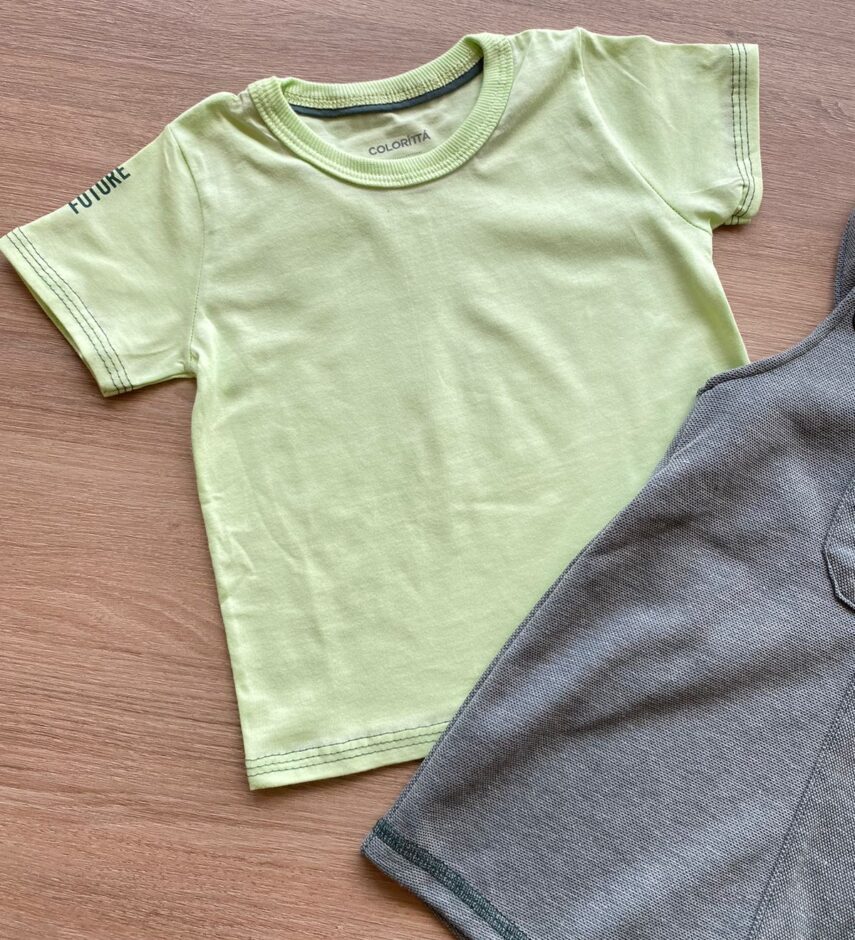 fernandaramoskids com br Conjunto Infantil Masculino Jardineira Camiseta Verde 2