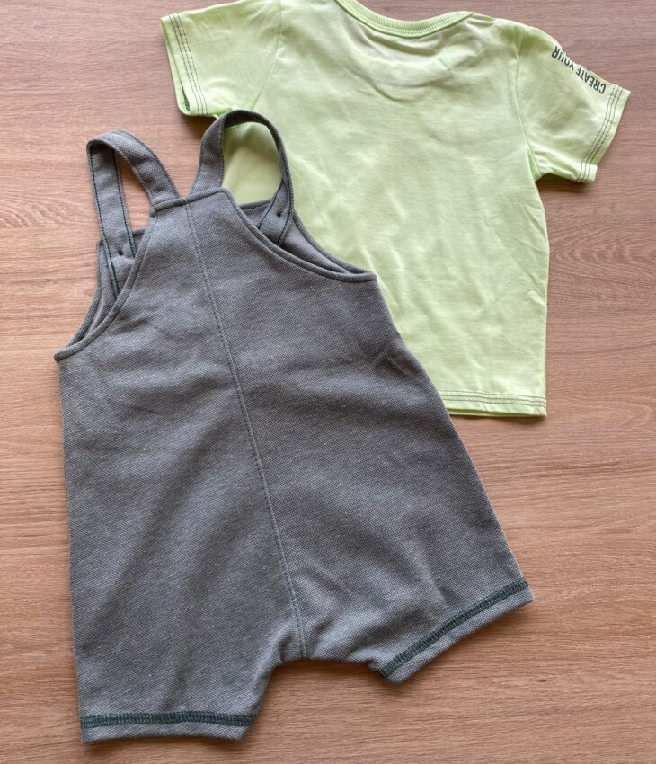 fernandaramoskids com br Conjunto Infantil Masculino Jardineira Camiseta Verde 4