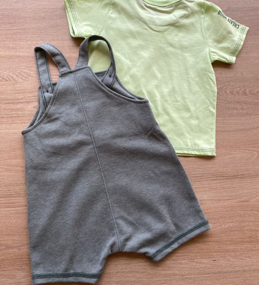 fernandaramoskids com br Conjunto Infantil Masculino Jardineira Camiseta Verde 4