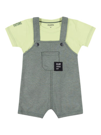 Conjunto Infantil Masculino Jardineira Camiseta Verde Fernanda ramos kids
