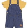 Conjunto Infantil Masculino Jardineira Jeans Camiseta Mostarda Fernanda ramos kids