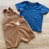 fernandaramoskids com br Conjunto Infantil Masculino Jardineira Marrom e Camiseta Azul 2