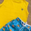 fernandaramoskids com br Conjunto Infantil Masculino Regata Amarela e Bermuda Tactel Estampada 1