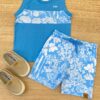 Conjunto Infantil Masculino Regata Azul e Bermuda Estampada Azul Fernanda Ramos Kids