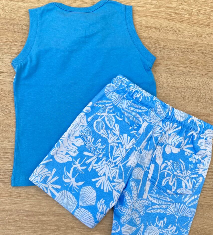 fernandaramoskids com br Conjunto Infantil Masculino Regata Azul e Bermuda Estampada Azul 3