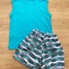fernandaramoskids com br Conjunto Infantil Masculino Regata Azul e Bermuda Tactel Estampada 3