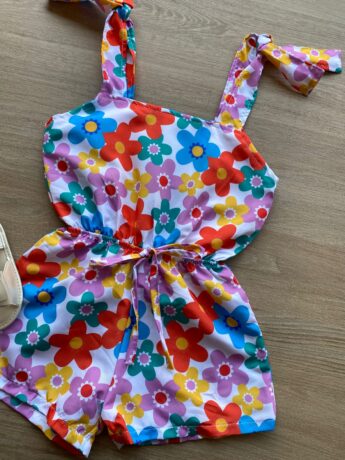 fernandaramoskids com br Macaquinho Infantil Feminino Amarração nas Alças Estampa Floral 1