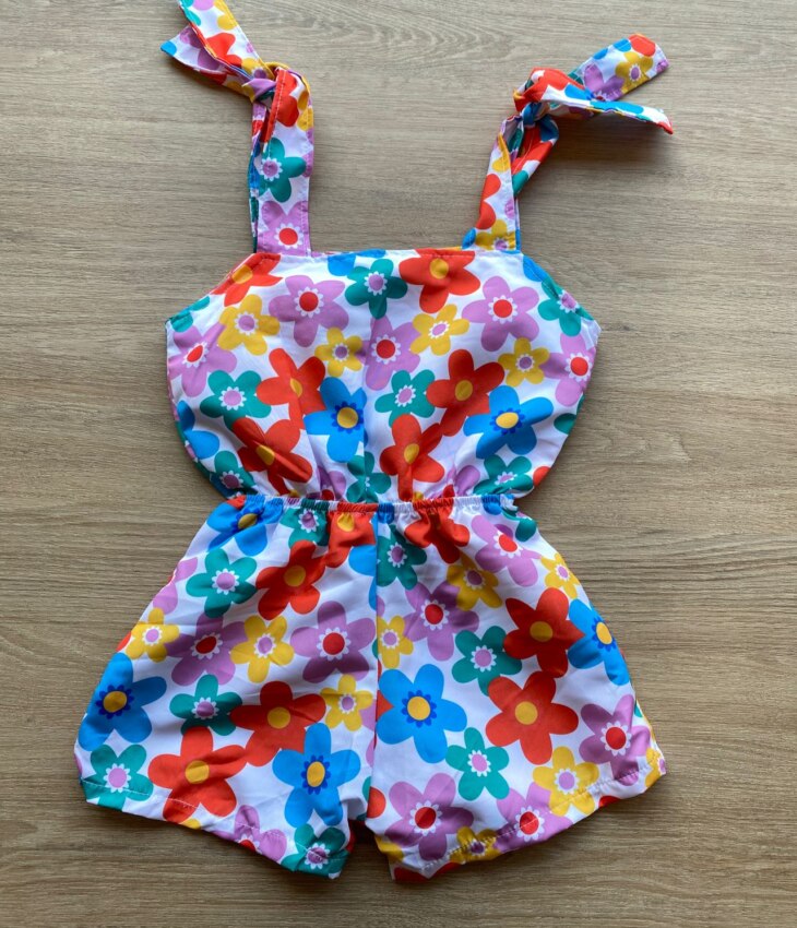 fernandaramoskids com br Macaquinho Infantil Feminino Amarração nas Alças Estampa Floral 2