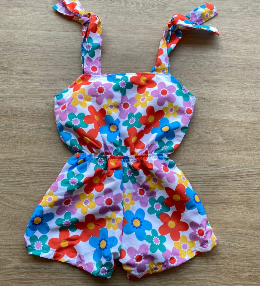 fernandaramoskids com br Macaquinho Infantil Feminino Amarração nas Alças Estampa Floral 2