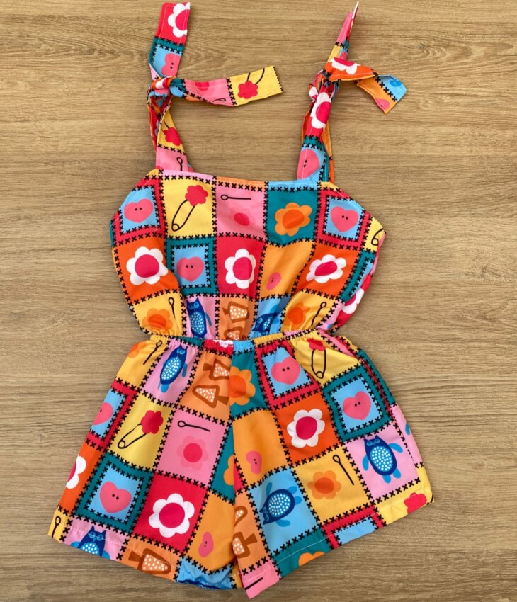 fernandaramoskids com br Macaquinho Infantil Feminino Amarração nas Alças Estampado 2