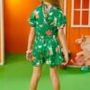 fernandaramoskids com br Macaquinho Infantil Feminino Estampa de Bichinhos Verde 2
