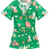 fernandaramoskids com br Macaquinho Infantil Feminino Estampa de Bichinhos Verde 3