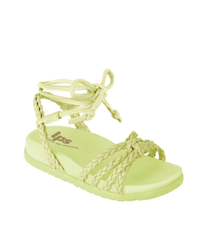 Sandália Infantil Feminina Birken com Amarração Verde Lima Fernanda Ramos Kids