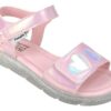 Sandália Infantil Feminina Corações Rosa Detalhe Prata Fernanda Ramos Kids
