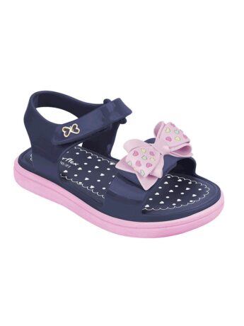Sandália Infantil Feminina Lolipop Azul Marinho Detalhe Rosa Fernanda Ramos Kids