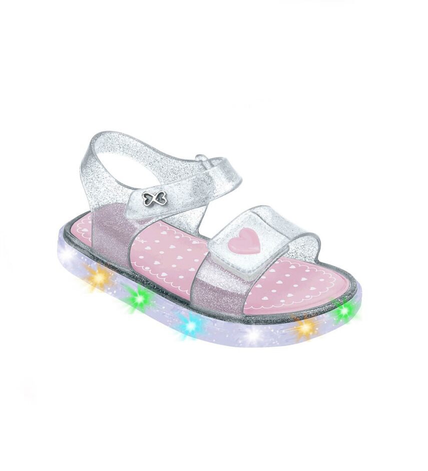 Sandália Infantil Feminina Luz Lolipop Light Prata Fernanda Ramos Kids