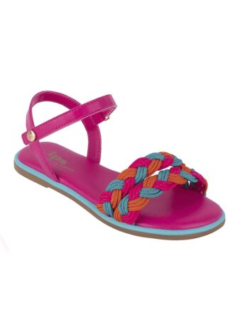 Sandália Infantil Feminina Nina Pink Detalhe Azul e Laranja Fernanda Ramos Kids
