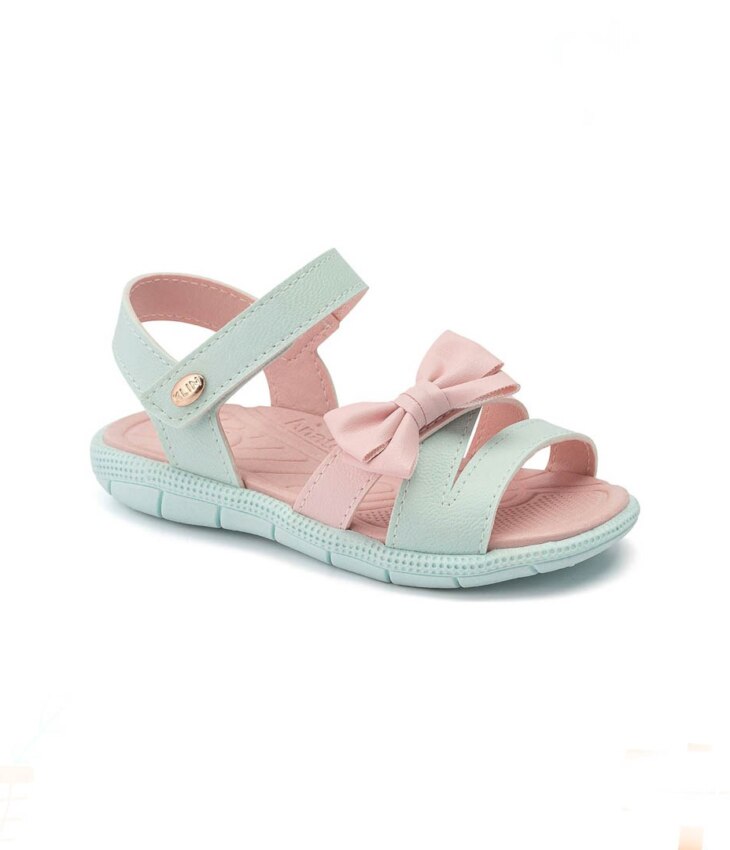 Sandália Infantil Feminina Tic Tac Casual Verde Água e Rosa Fernanda Ramos Kids
