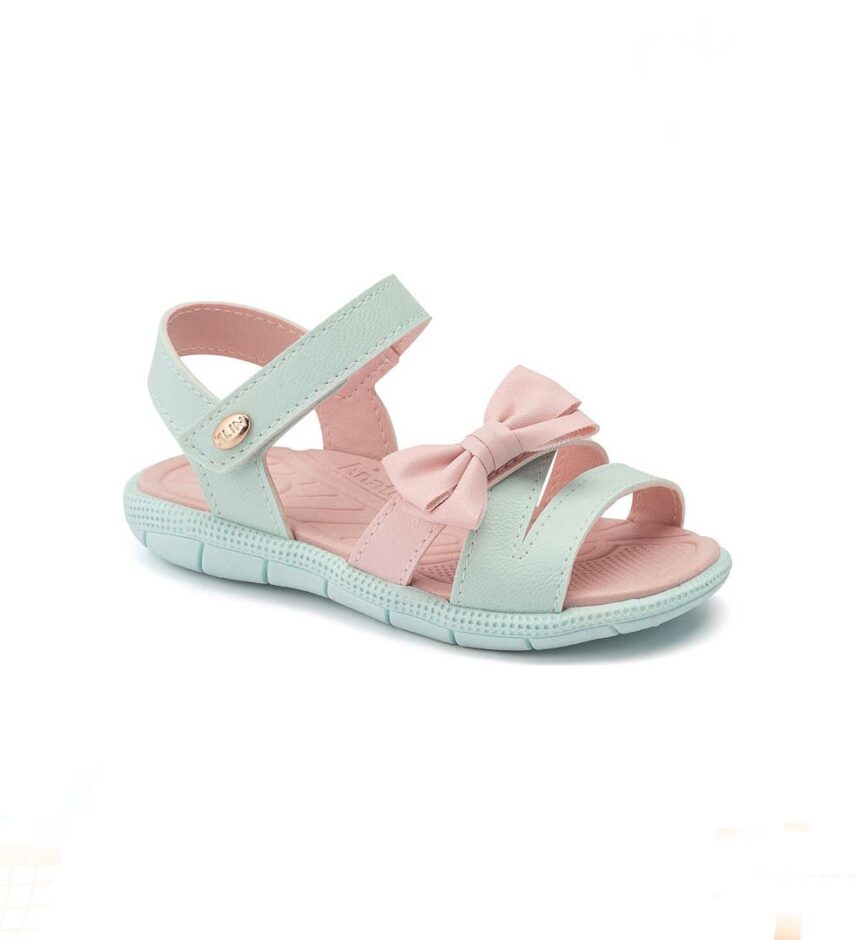 Sandália Infantil Feminina Tic Tac Casual Verde Água e Rosa Fernanda Ramos Kids