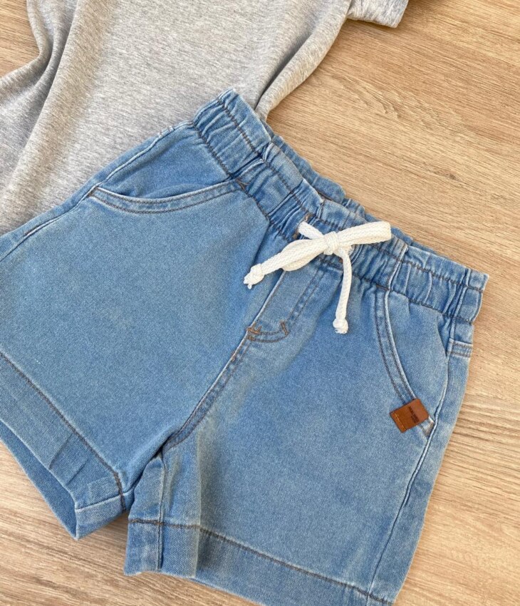 fernandaramoskids com br Short Jeans Infantil Feminino Comfort com Cordão 1
