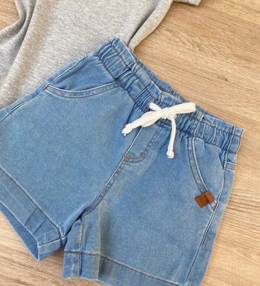 fernandaramoskids com br Short Jeans Infantil Feminino Comfort com Cordão 1