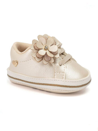 Tênis Infantil Feminina Off White com Flor Fernanda ramos kids