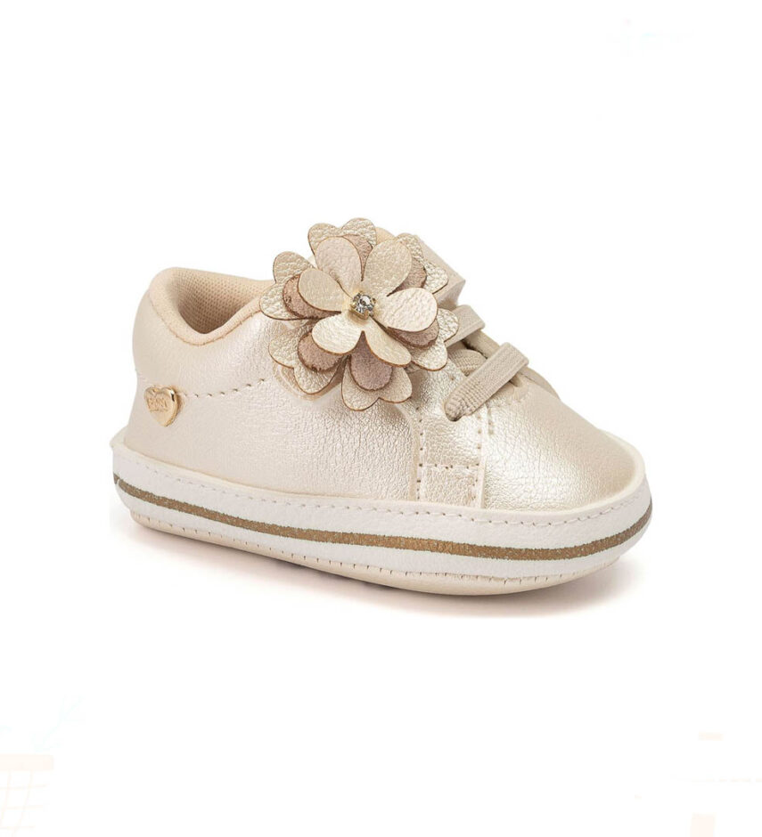 Tênis Infantil Feminina Off White com Flor Fernanda ramos kids