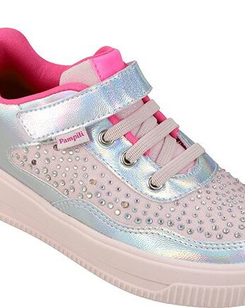 Tênis Infantil Feminino com Aplicações Rosa Detalhe Pink Flúor Fernanda Ramos Kids