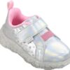 Tênis Infantil Feminino com Luz Prata Detalhe Rosa Fernanda Ramos Kids