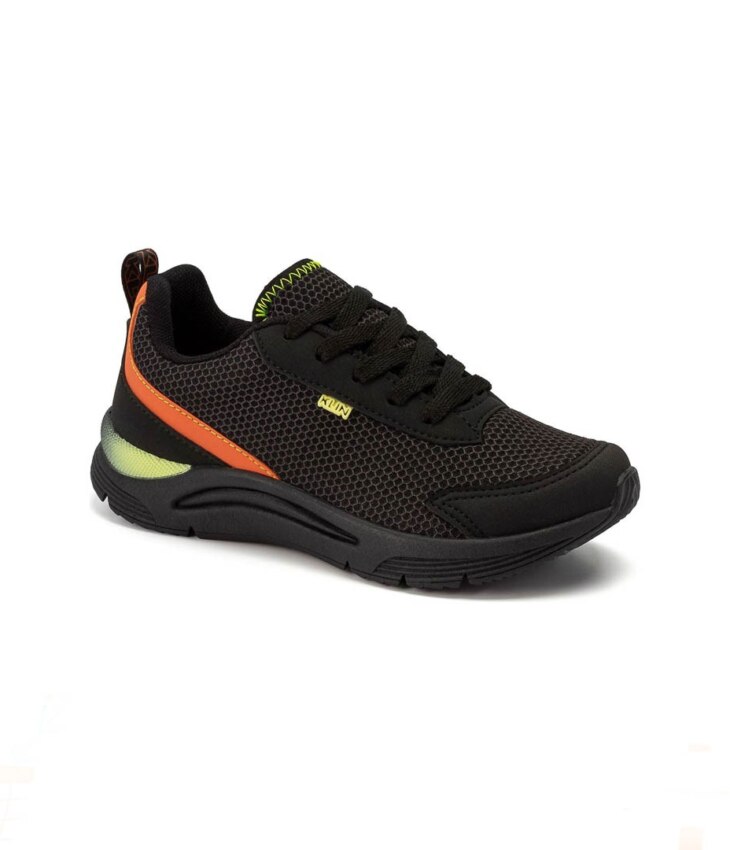 Tênis Infantil Masculino Preto Detalhe Verde e Laranja Fernanda Ramos Kids