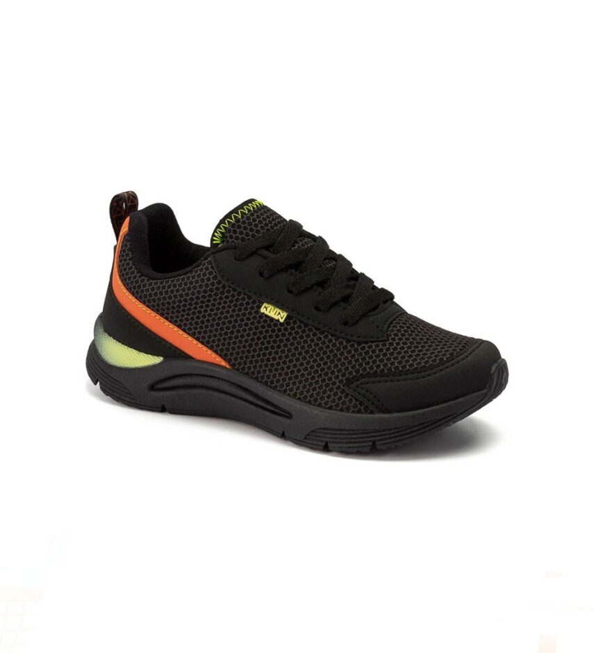 Tênis Infantil Masculino Preto Detalhe Verde e Laranja Fernanda Ramos Kids