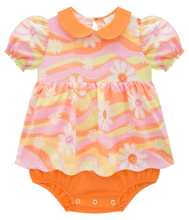 fernandaramoskids com br VestBody Infantil Feminino Estampado Laranja 1