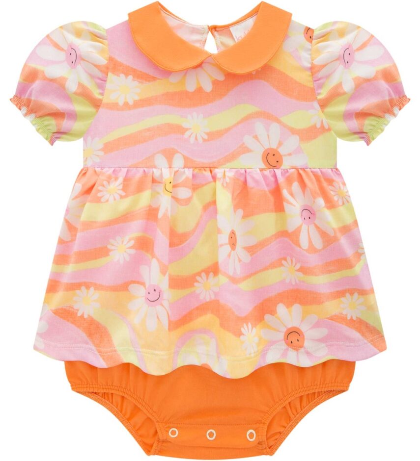 fernandaramoskids com br VestBody Infantil Feminino Estampado Laranja 1