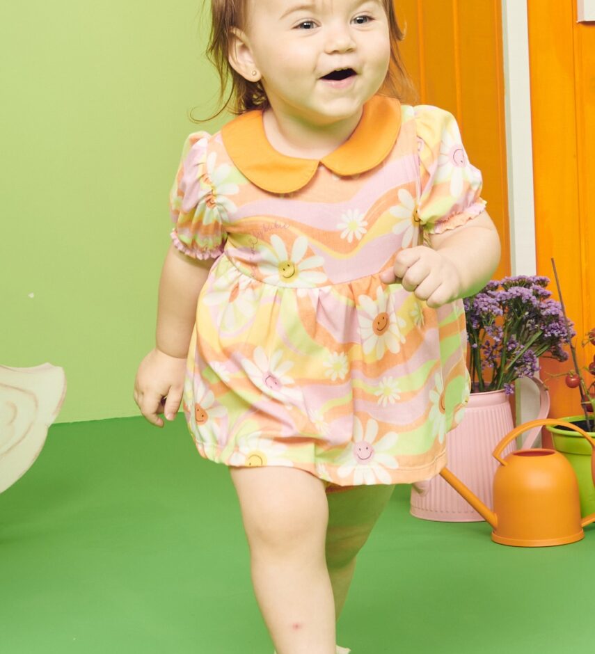 VestBody Infantil Feminino Estampado Laranja Fernanda Ramos Kids