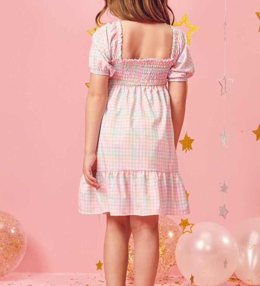 fernandaramoskids com br Vestido Flor Infantil Feminino Curto Xadrez 1